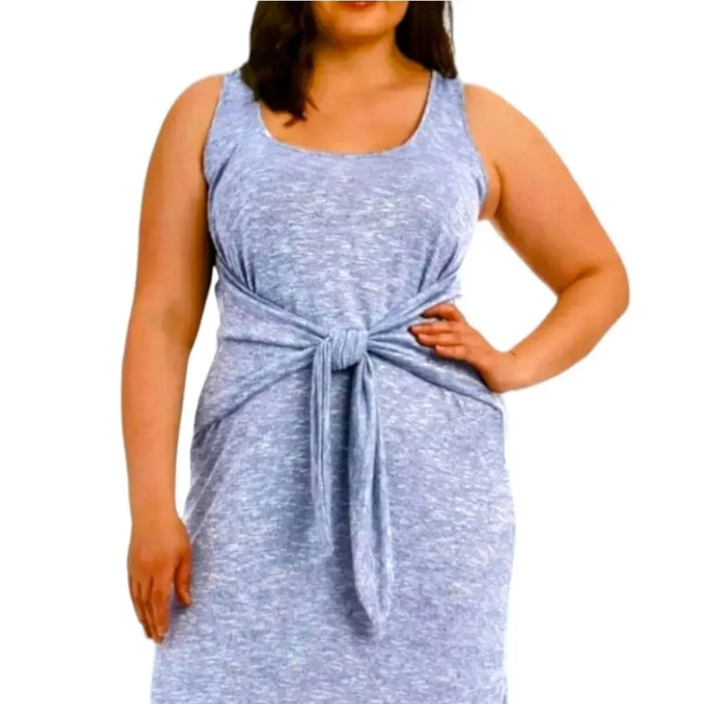 LA BLANCA PLUS SIZE Indigo Color Beach Tie Front Cover-Up dress.